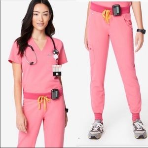Excellent Condition Neon Pink Figs Zamora Joggers ONLY